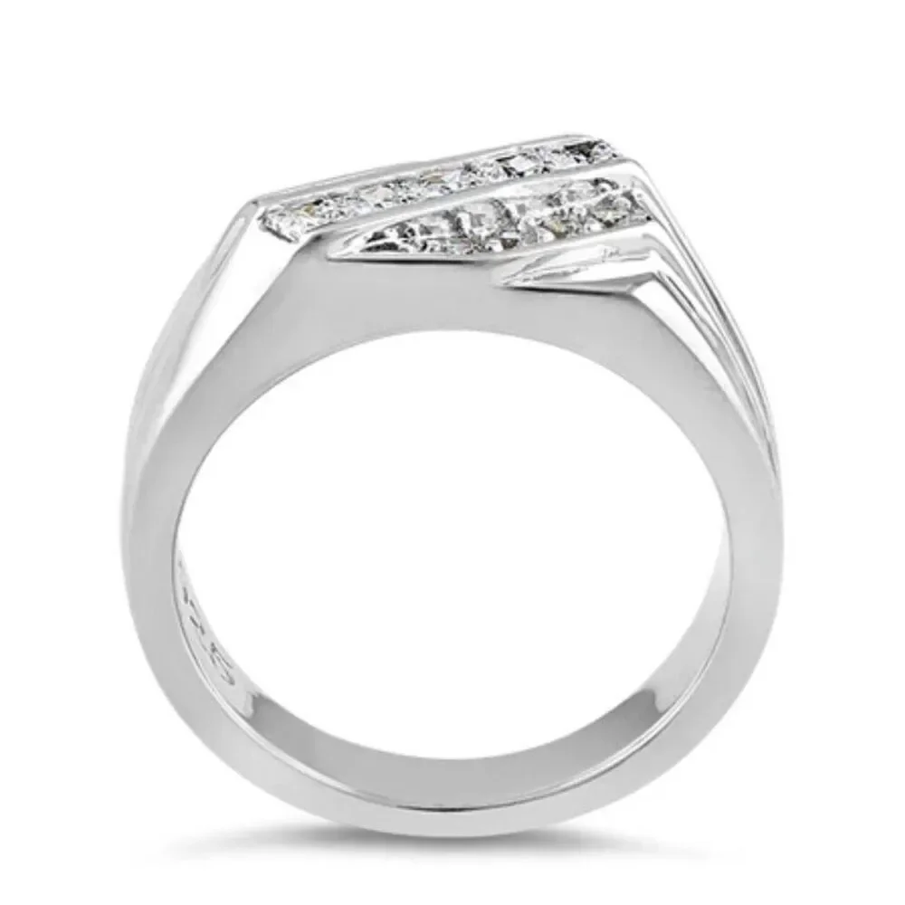 Sterling Silver Men's CZ Ring New